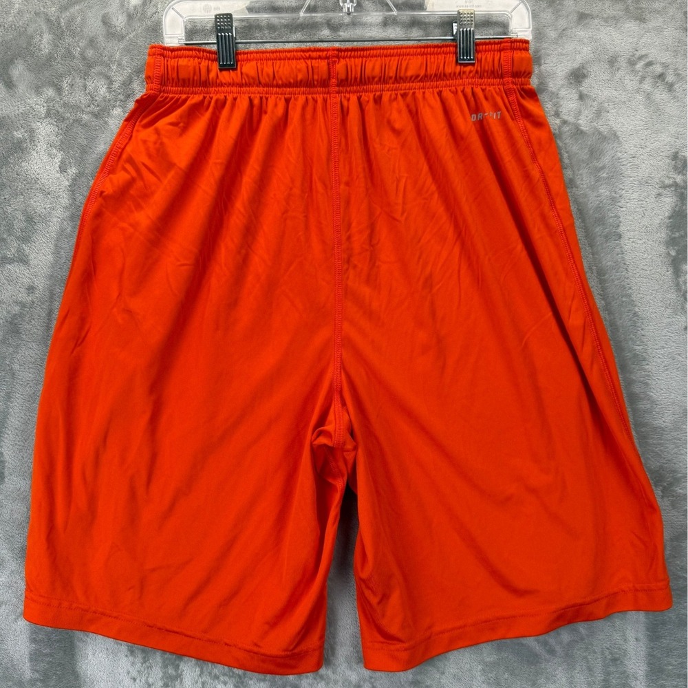 Nike Dri-FIT Mens Orange Athletic Basketball Shorts Large Elastic Waist Swoosh - Picture 2 of 8
